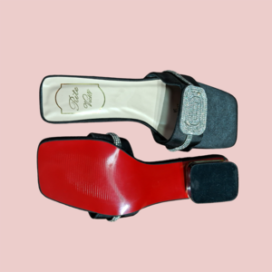 Women's Low Heel Sandals with Rhinestone Buckle