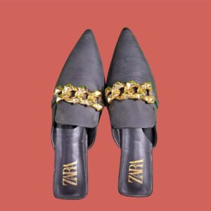 Women's ZARA Buckle Pointed Toe Flat Mules