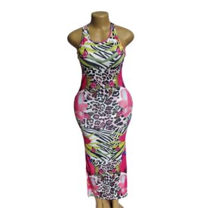 Stretchy Multicolored Maxi Bodycon Dress